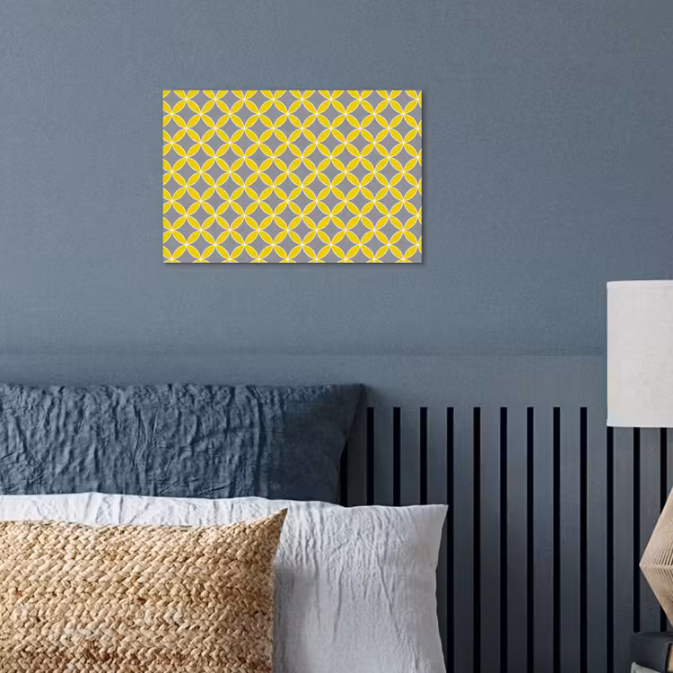 Geometrisch - Cirkels - Modern - Grijs - Geel poster papier klein 62 -sfeer2