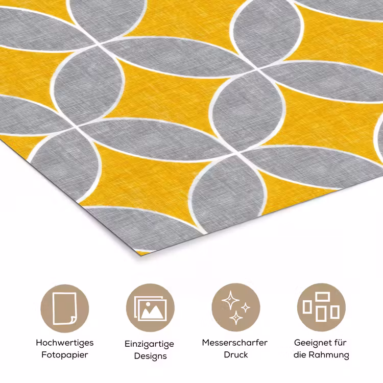 Geometrisch - Cirkels - Textuur - Grijs - Geel poster papier klein 62 -tcloseup_DE