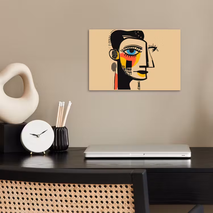 Geometrisch - Felle kleuren - Kubistische stijl poster papier klein -sfeer1