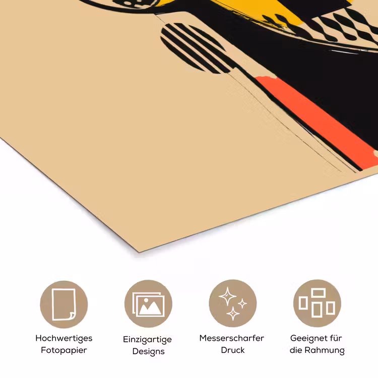 Geometrisch - Felle kleuren - Kubistische stijl poster papier klein -tcloseup_DE