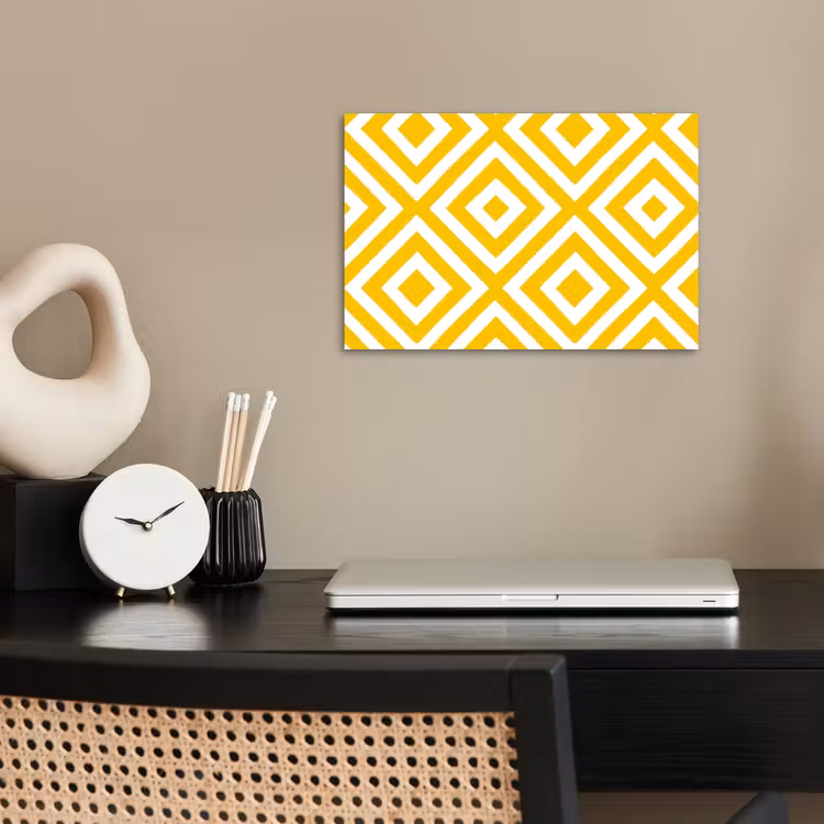 Geometrisch - Lijnen - Modern - Geel - Wit poster papier klein 62 -sfeer1