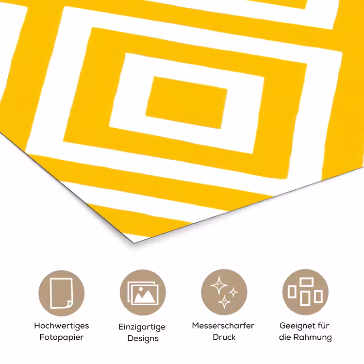 Geometrisch - Lijnen - Modern - Geel - Wit poster papier klein 62 -tcloseup_DE
