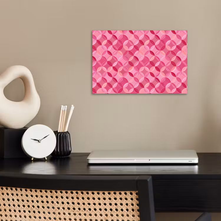Geometrisch - Mozaïek - Modern - Roze poster papier klein 62 -sfeer1