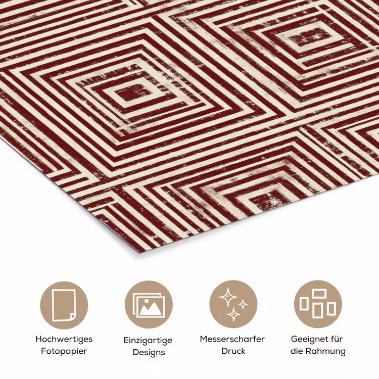 Geometrisch - Patroon - Rood poster papier klein 62 -tcloseup_DE