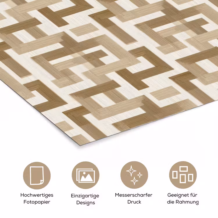 Geometrisch - Retro - Bruin poster papier klein 62 -tcloseup_DE
