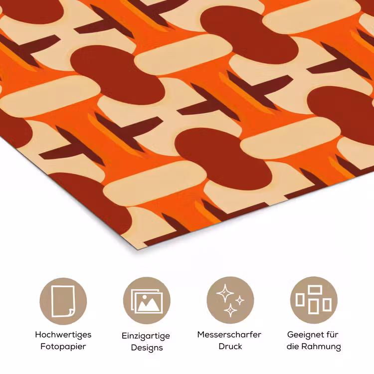 Geometrisch - Retro - Oranje poster papier klein 62 -tcloseup_DE