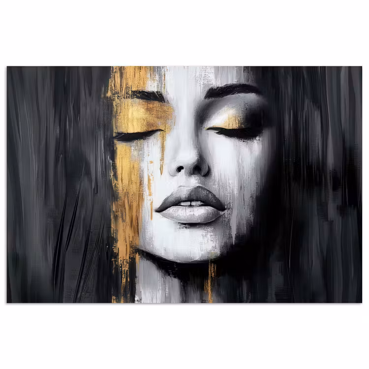 Gezicht - Vrouw - Penseelstreken - Abstract poster papier klein -3d