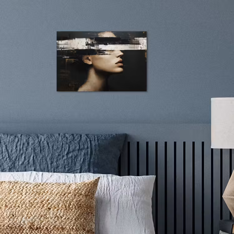 Gezicht - Vrouw - Zwart - Abstract poster papier klein -sfeer2