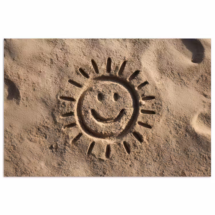 Gezichtje - Zon - Zand - Getekend poster papier klein -3d