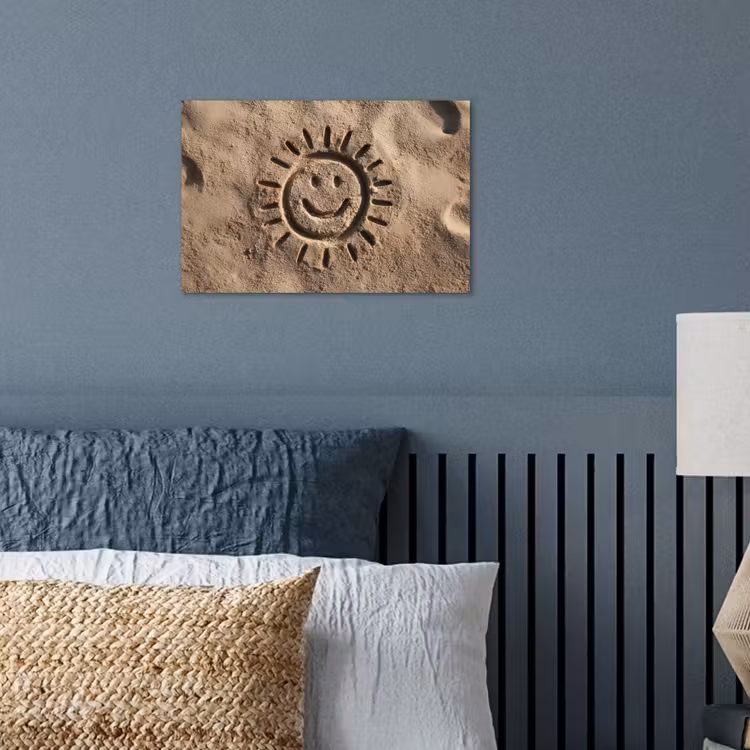 Gezichtje - Zon - Zand - Getekend poster papier klein -sfeer2