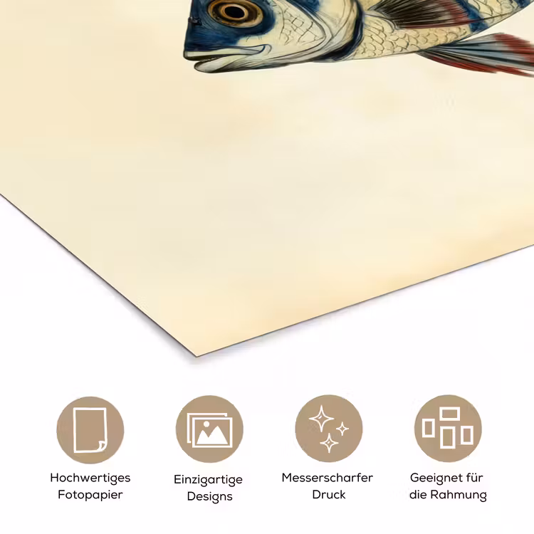 Gestreept - Donkerblauw - Rugvin - Vis poster papier klein -tcloseup_DE