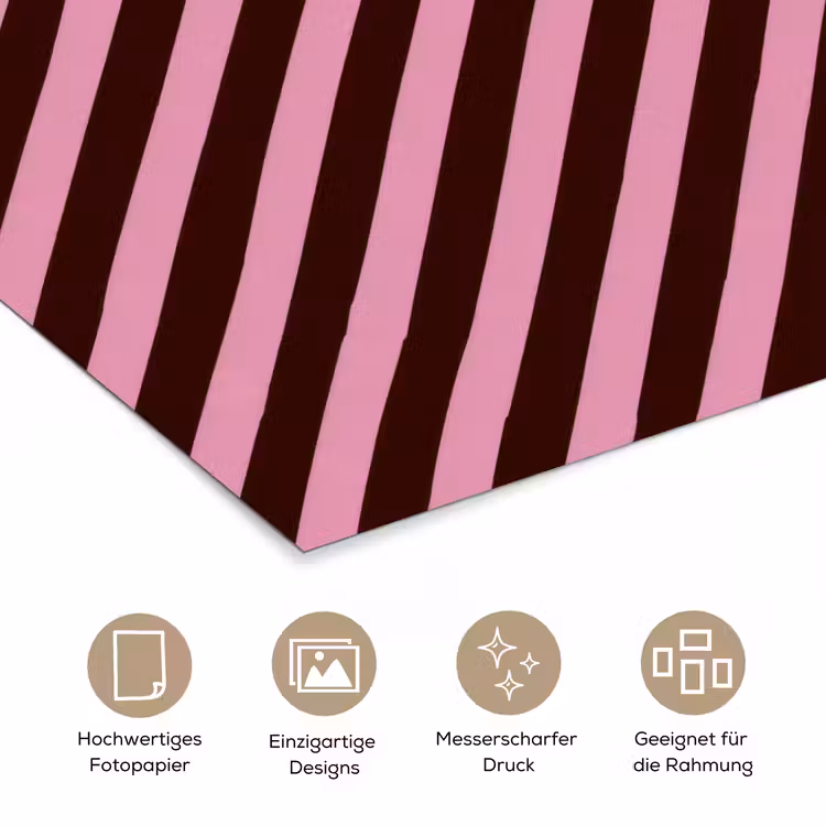 Strepen - Roze - Bruin poster papier klein 62 -tcloseup_DE