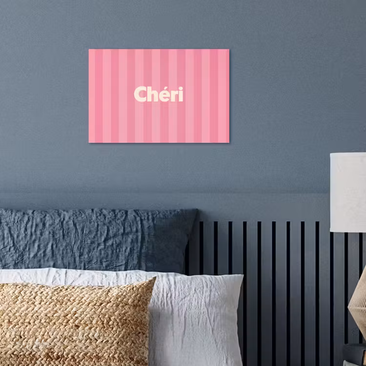 Gestreept - Roze - Chéri poster papier klein -sfeer2