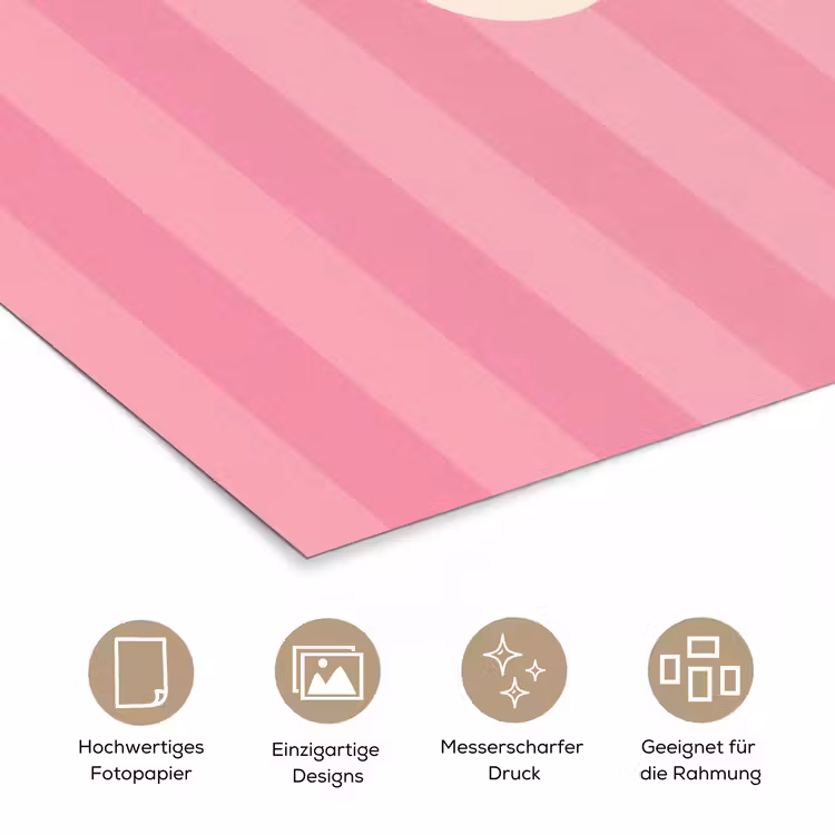 Gestreept - Roze - Chéri poster papier klein -tcloseup_DE