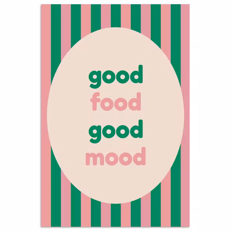 Gestreept - Quote - Ovaal - Roze poster papier klein -3d
