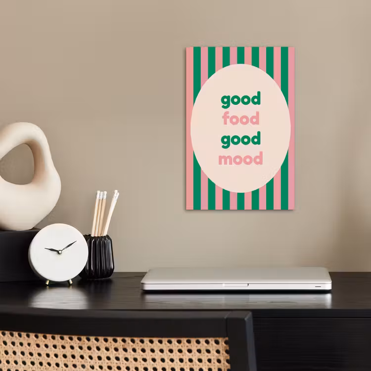 Gestreept - Quote - Ovaal - Roze poster papier klein -sfeer1
