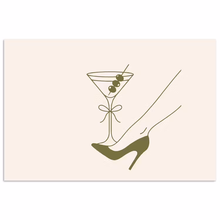 Drank - Martini - Hoge hak - Mode - Groen poster papier klein -3d