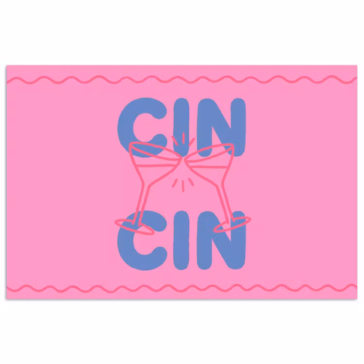 Drank - Glazen - Proost - Modern - Roze poster papier klein -3d