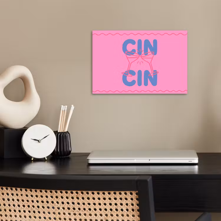 Drank - Glazen - Proost - Modern - Roze poster papier klein -sfeer1
