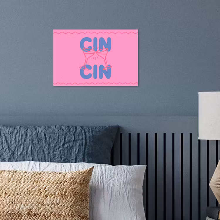 Drank - Glazen - Proost - Modern - Roze poster papier klein -sfeer2