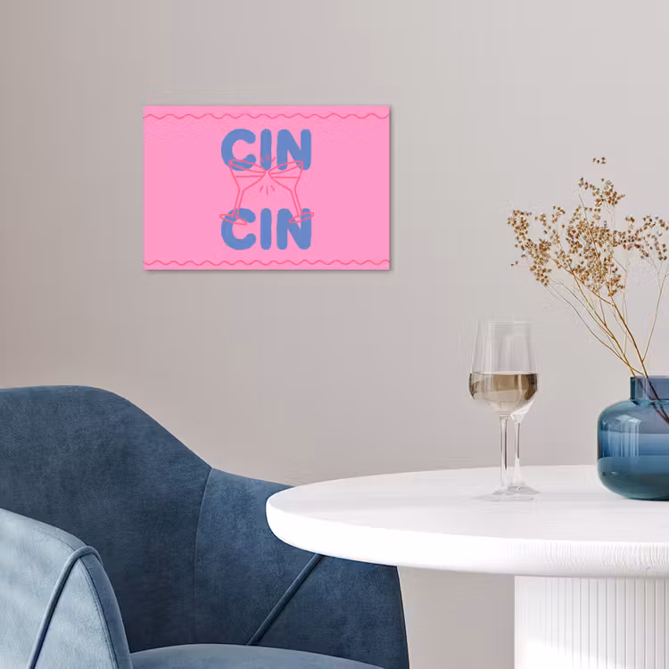 Drank - Glazen - Proost - Modern - Roze poster papier klein -sfeer3