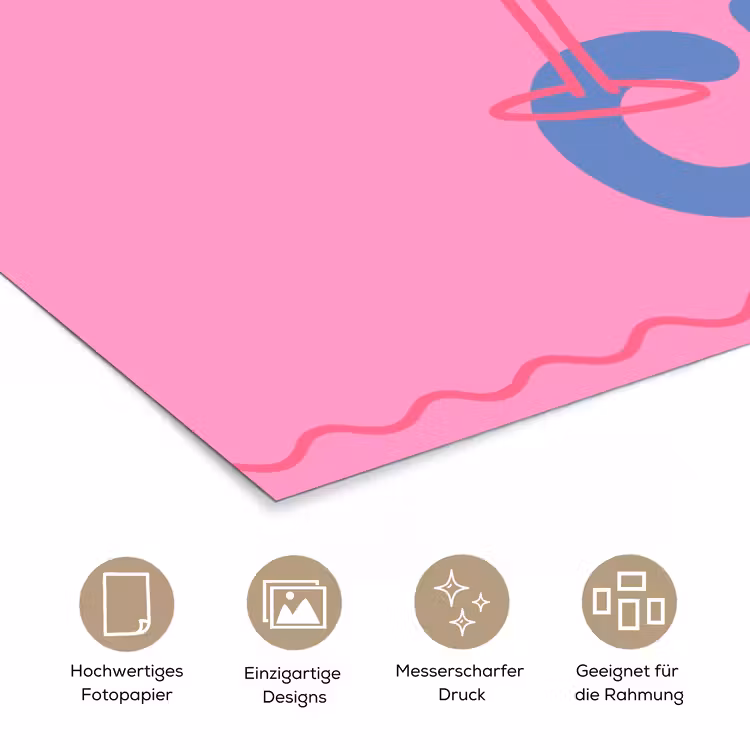 Drank - Glazen - Proost - Modern - Roze poster papier klein -tcloseup_DE