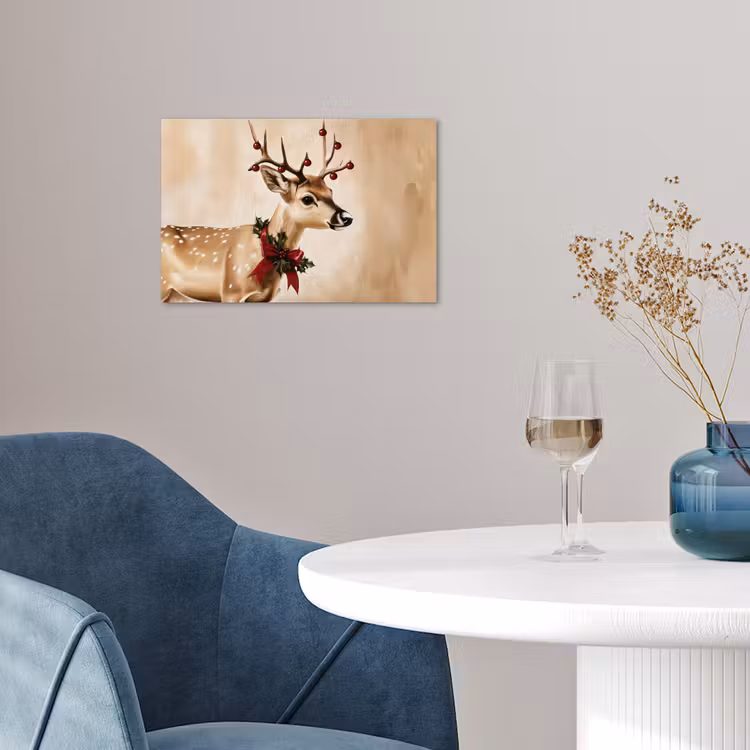 Gewei - Kerst - Rendier - Rood poster papier klein -sfeer3