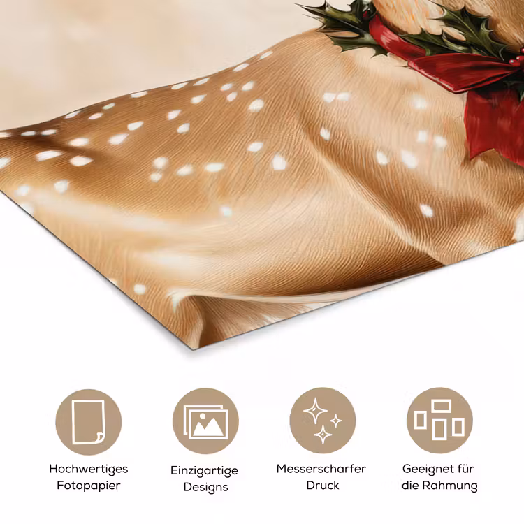 Gewei - Kerst - Rendier - Rood poster papier klein -tcloseup_DE