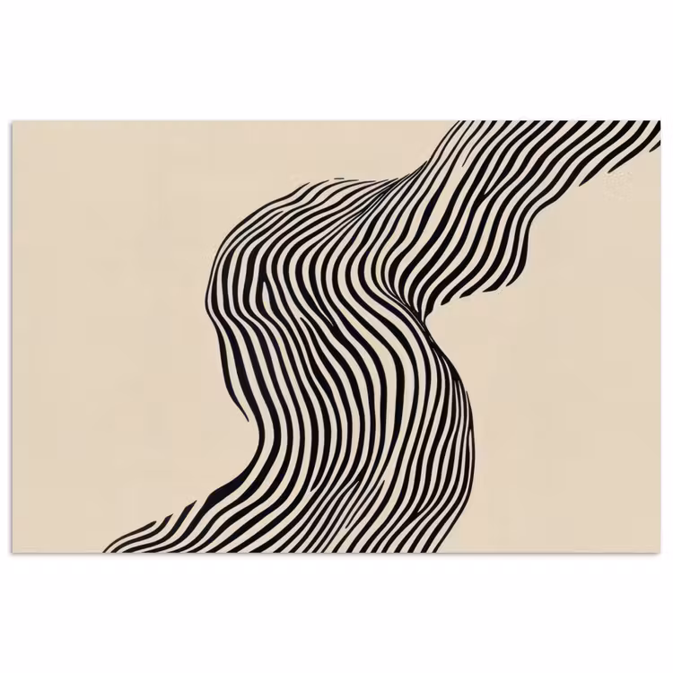 Golvend - Lijnen - Abstract - Silhouet poster papier klein -3d