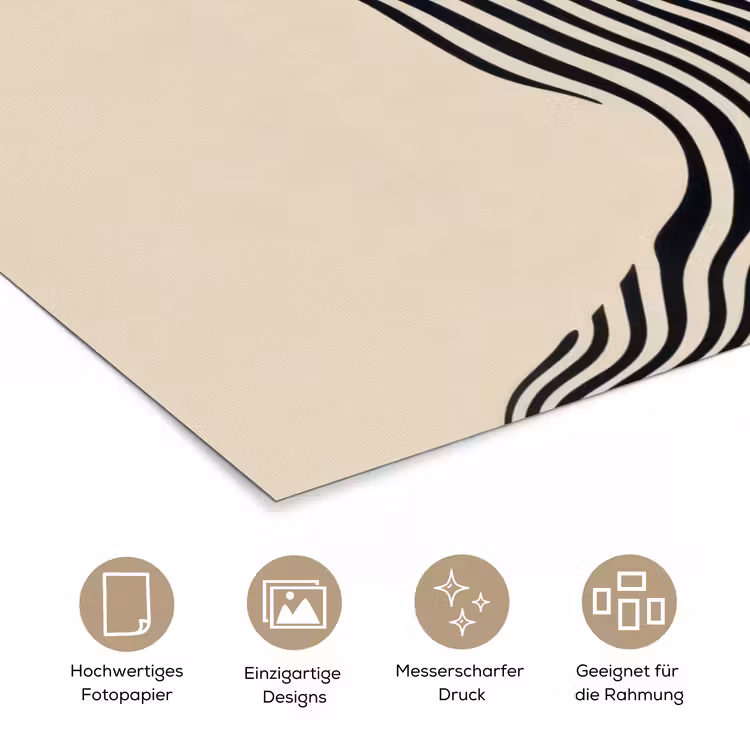 Golvend - Lijnen - Abstract - Silhouet poster papier klein -tcloseup_DE