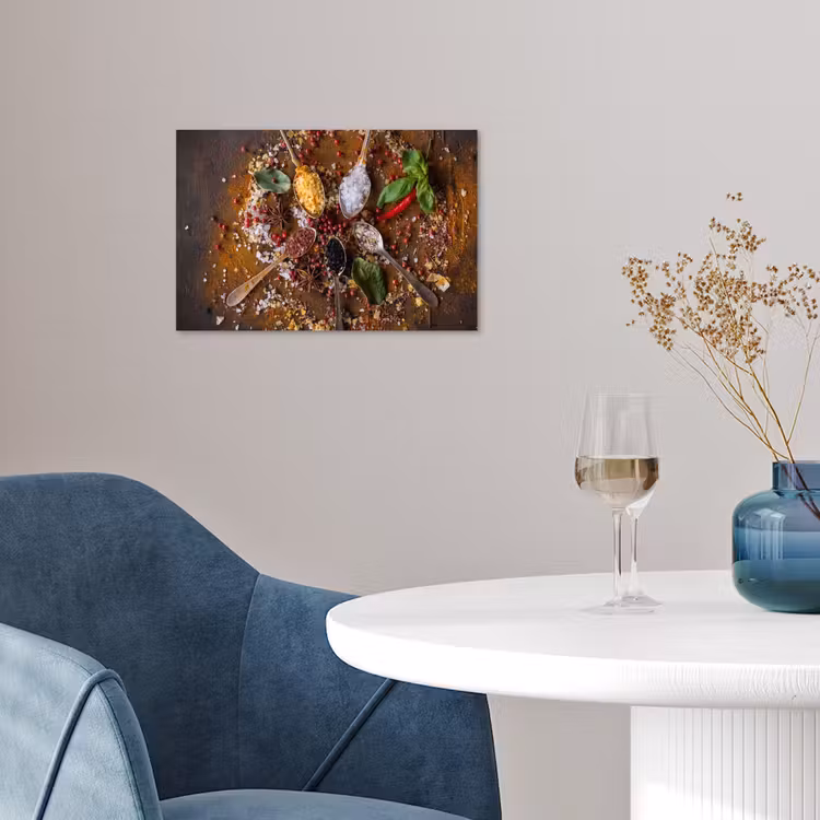 Specerijen - Kruiden - Lepels - Zout - Bruin - Keuken poster papier klein -sfeer3