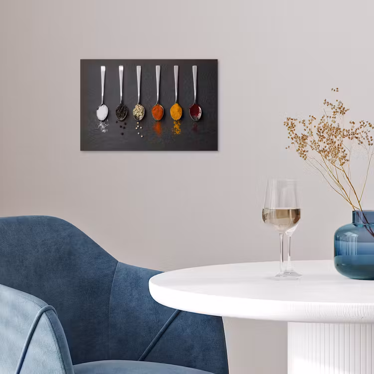 Specerijen - Lepels - Tafel - Rustiek - Kruiden poster papier klein -sfeer3