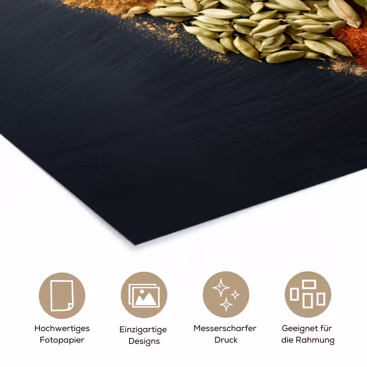 Specerijen - Mix - Hartvorm - Zwart poster papier klein -tcloseup_DE