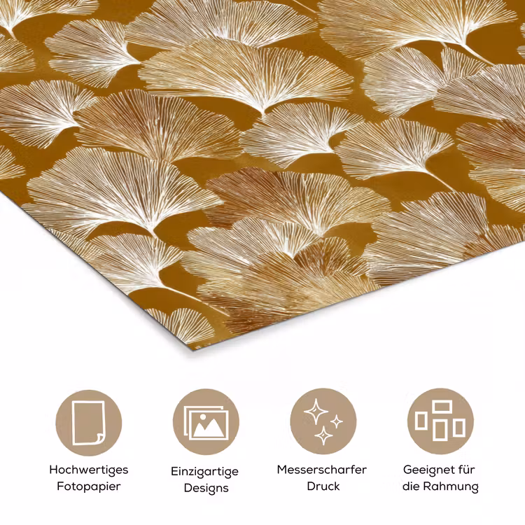 Ginkgo - Bladeren - Goud poster papier klein 62 -tcloseup_DE