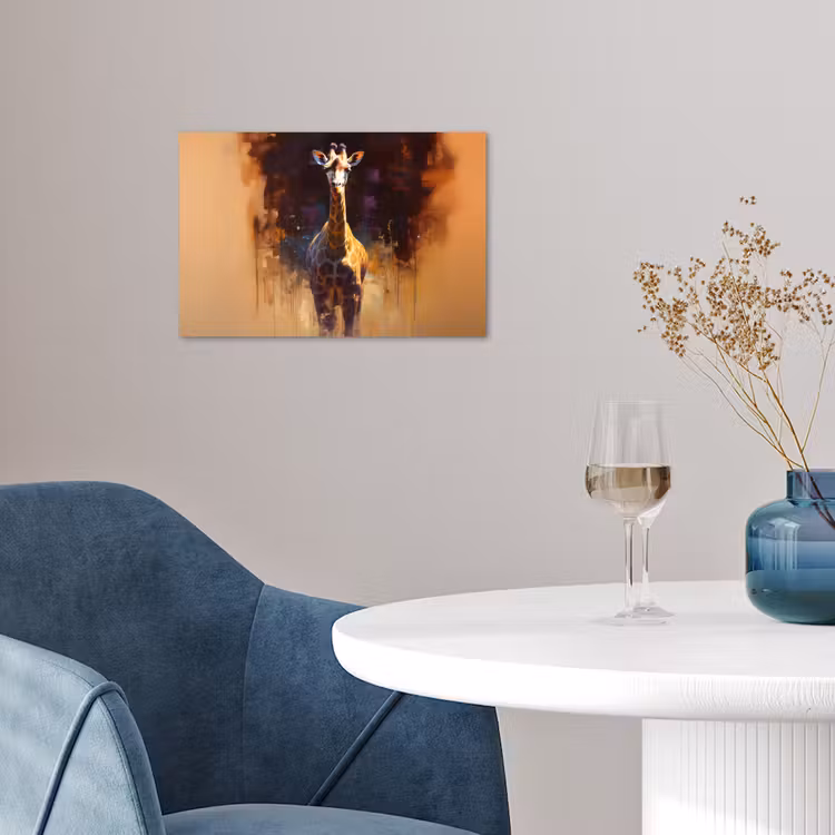 Giraf - Bruin - Abstract - Geschilderd poster papier klein -sfeer3