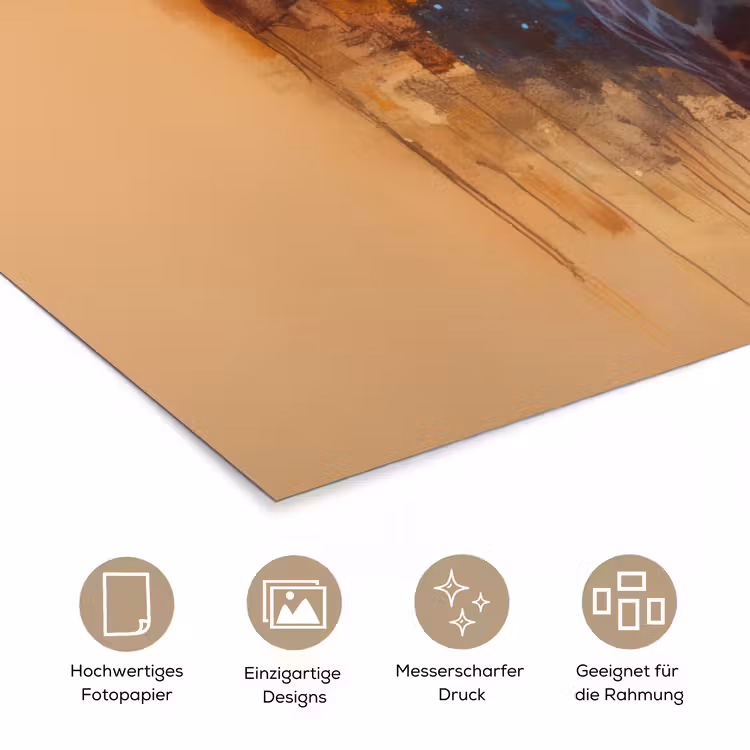 Giraf - Bruin - Abstract - Geschilderd poster papier klein -tcloseup_DE