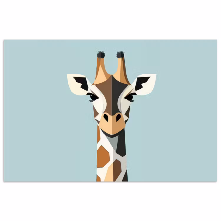 Giraffe - Illustratie - Bruin - Minimalistisch poster papier klein -3d