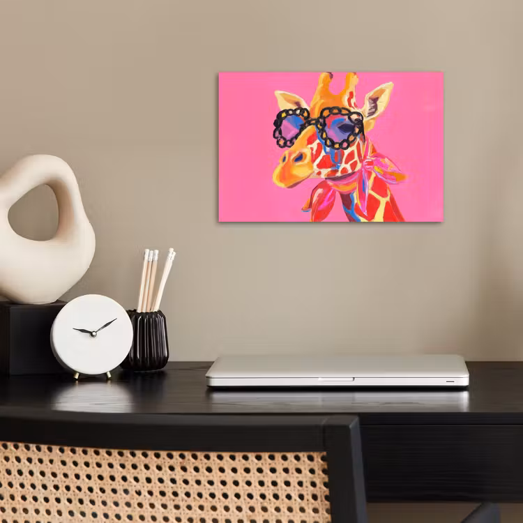 Giraf - Roze - Bril - Sjaal poster papier klein -sfeer1