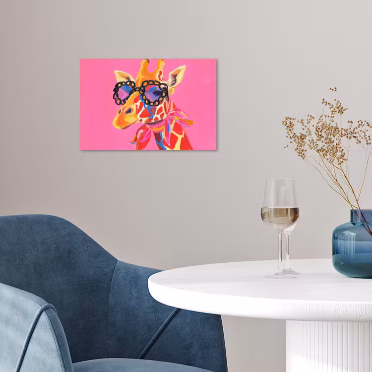 Giraf - Roze - Bril - Sjaal poster papier klein -sfeer3