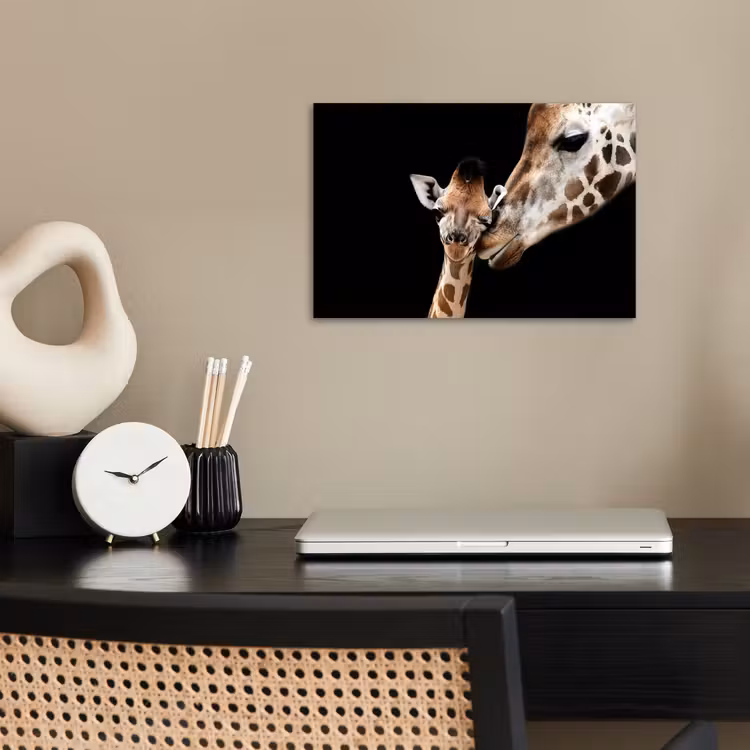 Giraffe - Dieren - Zwart - Portret - Dieren poster papier klein -sfeer1
