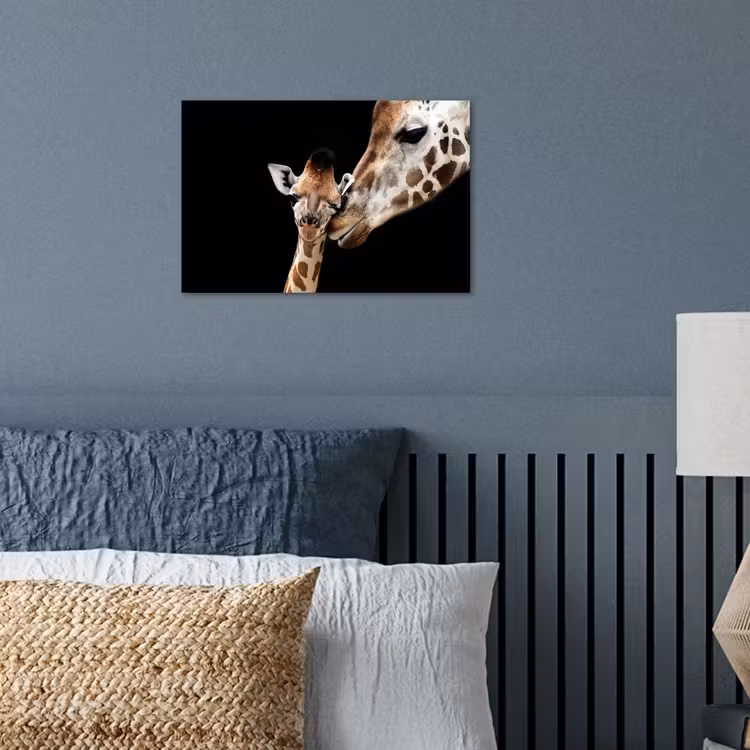 Giraffe - Dieren - Zwart - Portret - Dieren poster papier klein -sfeer2