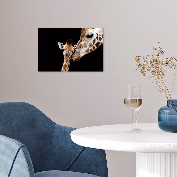 Giraffe - Dieren - Zwart - Portret - Dieren poster papier klein -sfeer3