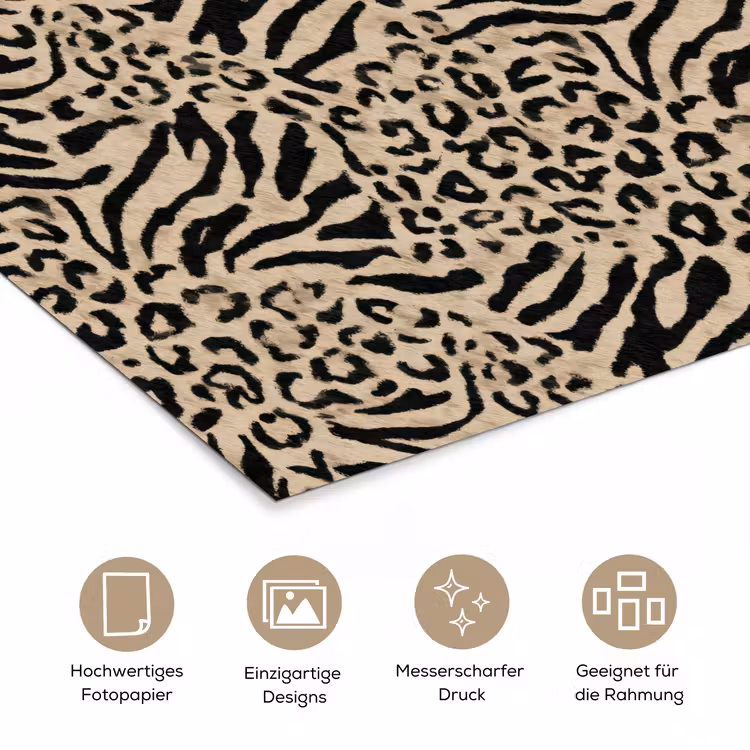 Giraf - Zebra - Motief - Bruin poster papier klein 62 -tcloseup_DE