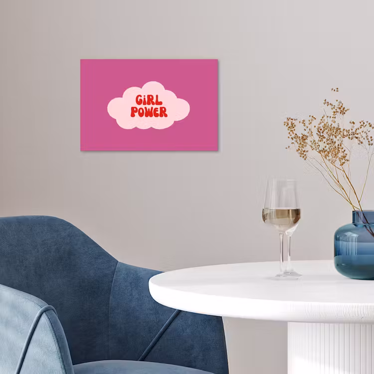 Girl power - Wolk - Roze poster papier klein -sfeer3