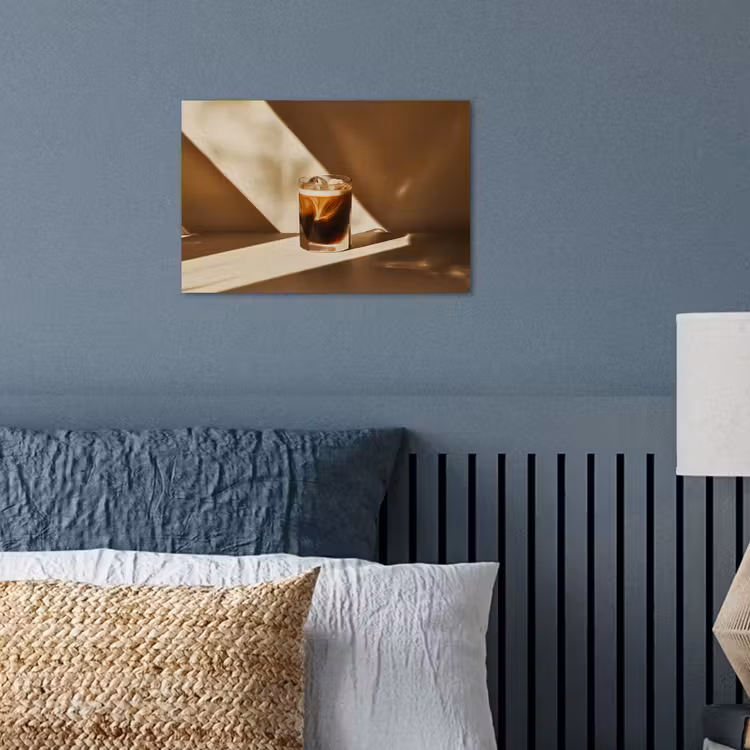 Glas - Ijskoffie - Schaduw - Bruin poster papier klein -sfeer2