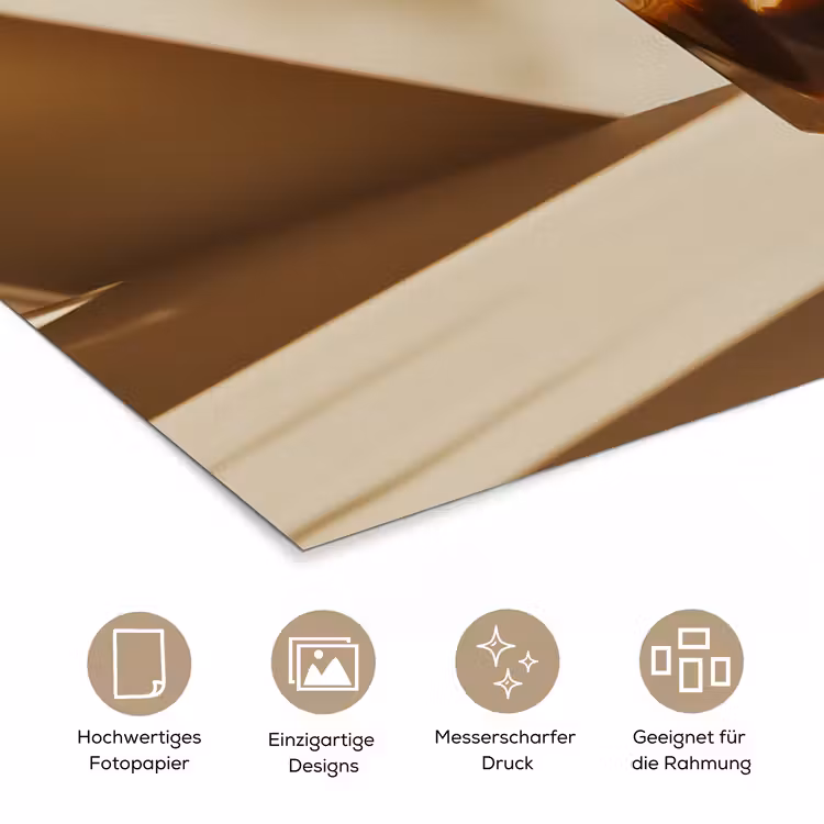 Glas - Ijskoffie - Schaduw - Bruin poster papier klein -tcloseup_DE