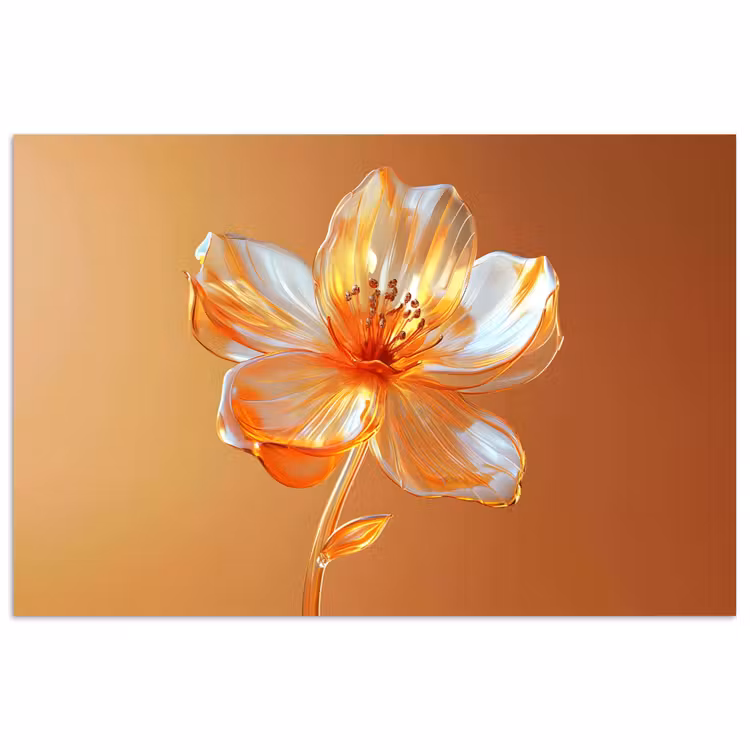 Glazen - Bloem - Oranje poster papier klein -3d