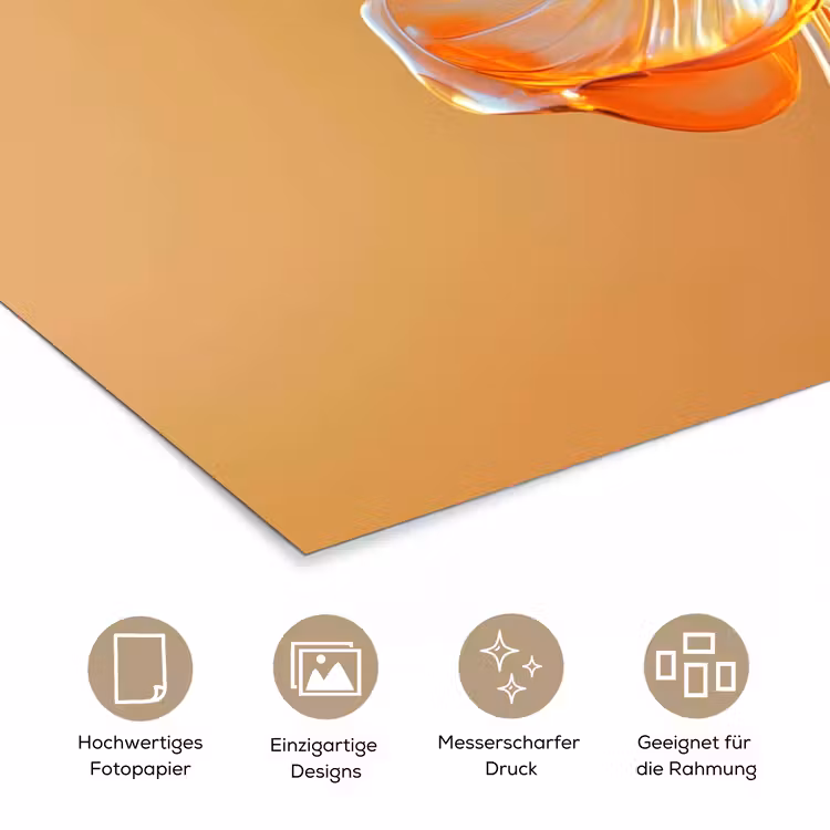 Glazen - Bloem - Oranje poster papier klein -tcloseup_DE