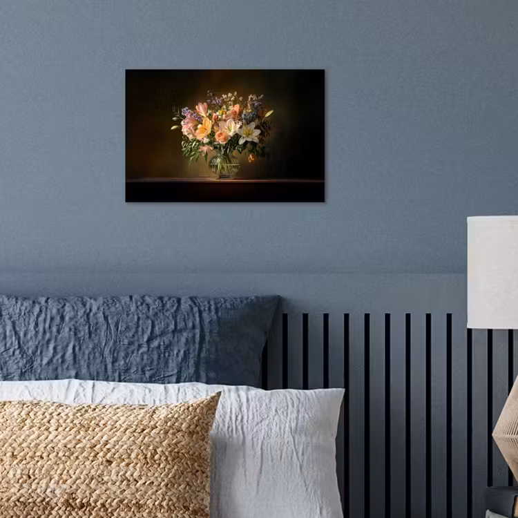 Glazen - Bloemen - Boeket - Kleuren poster papier klein -sfeer2