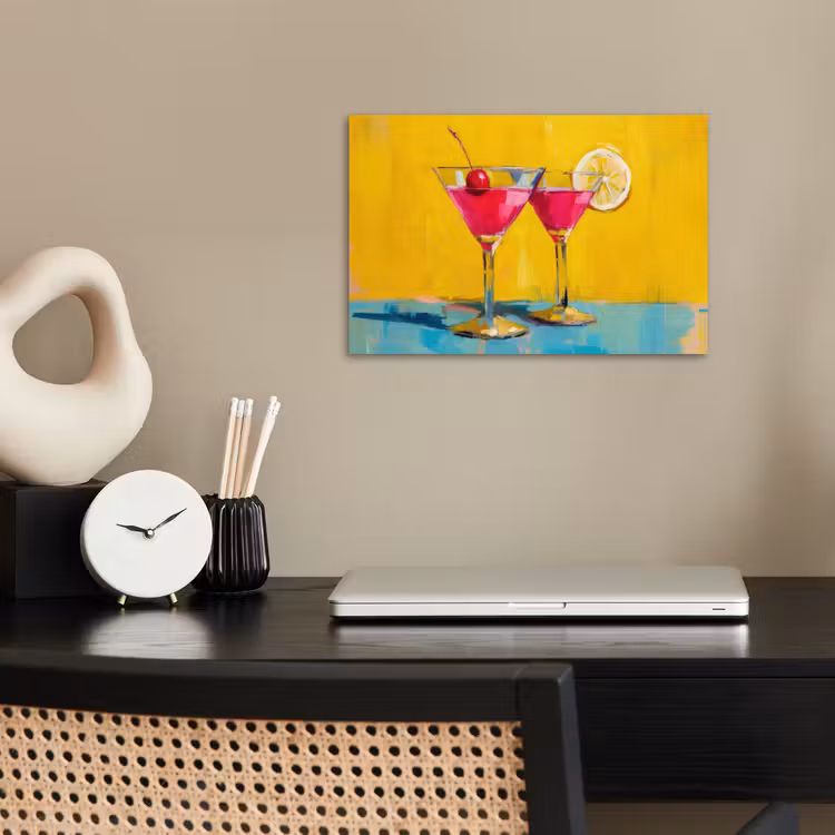 Glazen - Cocktail - Citroen - Kers poster papier klein -sfeer1